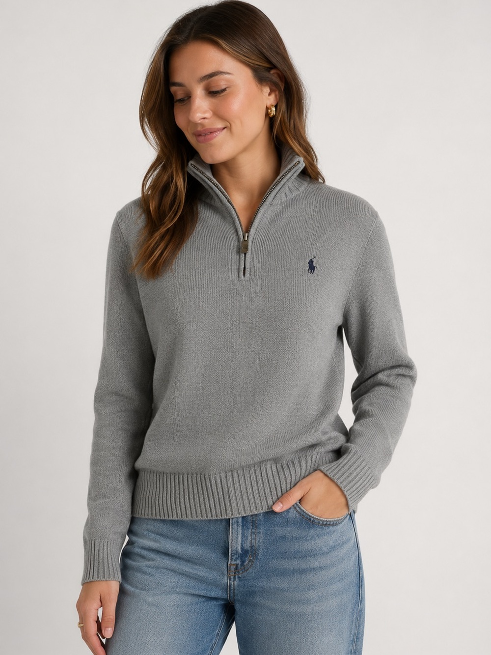 Polo Ralph Lauren 1/4 Zip Cotton Sweater Women XS-S 19.5x24